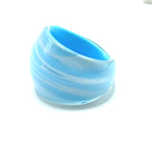 Handmade Glass Acrylic Ring Cerulean Frost Elegance Infinity Band