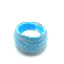 Handmade Glass Acrylic Ring Cerulean Frost Elegance Infinity Band