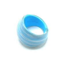 Handmade Glass Acrylic Ring Cerulean Frost Elegance Infinity Band