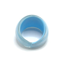 Handmade Glass Acrylic Ring Cerulean Frost Elegance Infinity Band