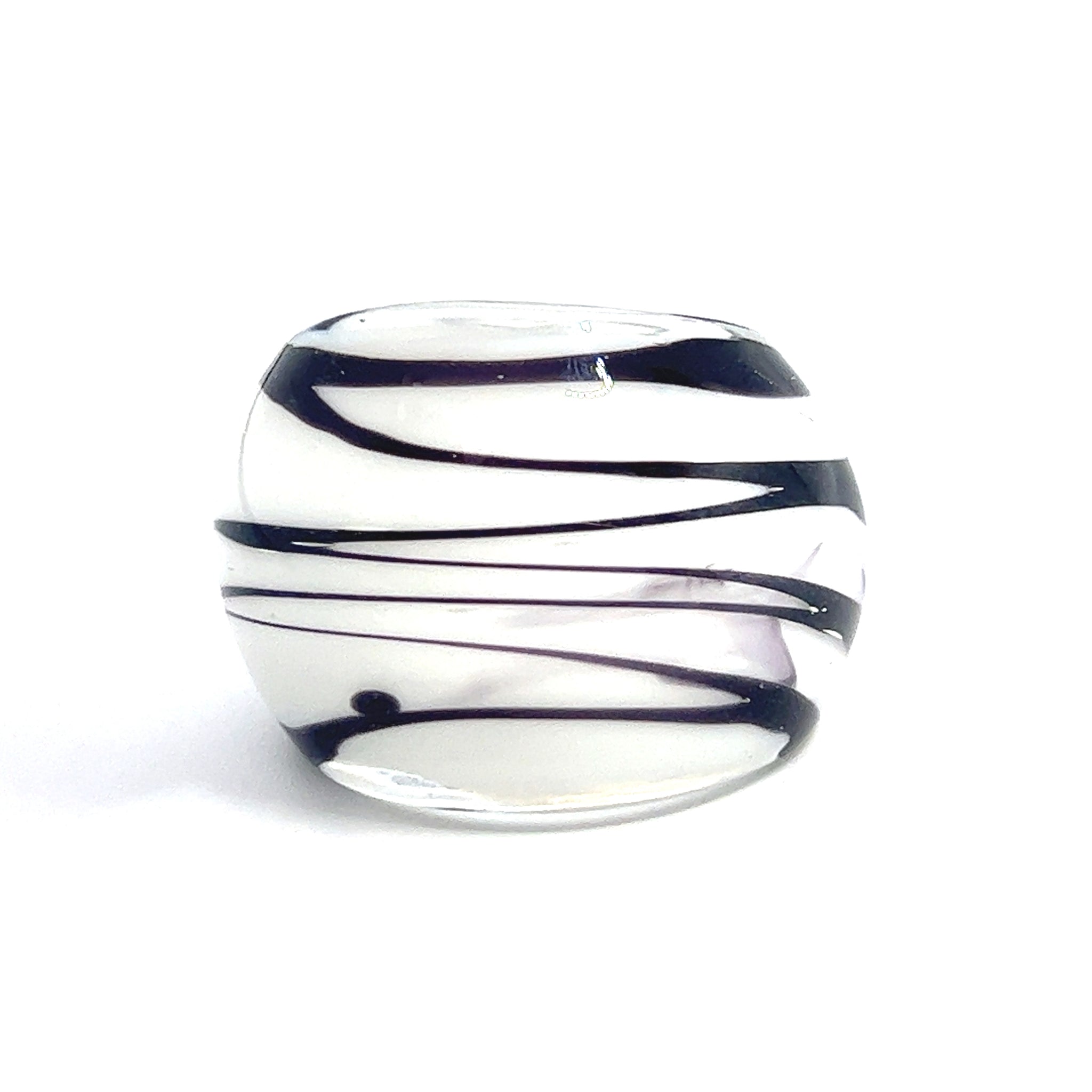 Handmade Glass Acrylic Ring Opulent Zebra Style  Infinity Band