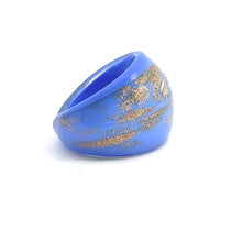 Handmade Glass Acrylic Ring Opulent Azure Gilded Infinity Band