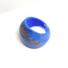 Handmade Glass Acrylic Ring Opulent Azure Gilded Infinity Band