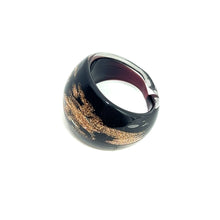 Handmade Glass Acrylic Ring Midnight Glitter  Infinity Band