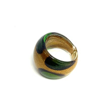 Handmade Glass Acrylic Ring Golden Blossom Infinity Band