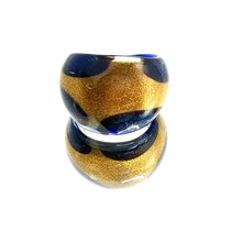 Handmade Glass Acrylic Ring Golden Navy Floral Infinity Band