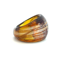 Handmade Glass Acrylic Ring Silver Luster Amber  Infinity Band