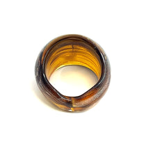 Handmade Glass Acrylic Ring Silver Luster Amber  Infinity Band