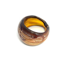 Handmade Glass Acrylic Ring Silver Luster Amber  Infinity Band