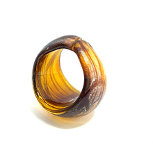 Handmade Glass Acrylic Ring Silver Luster Amber  Infinity Band