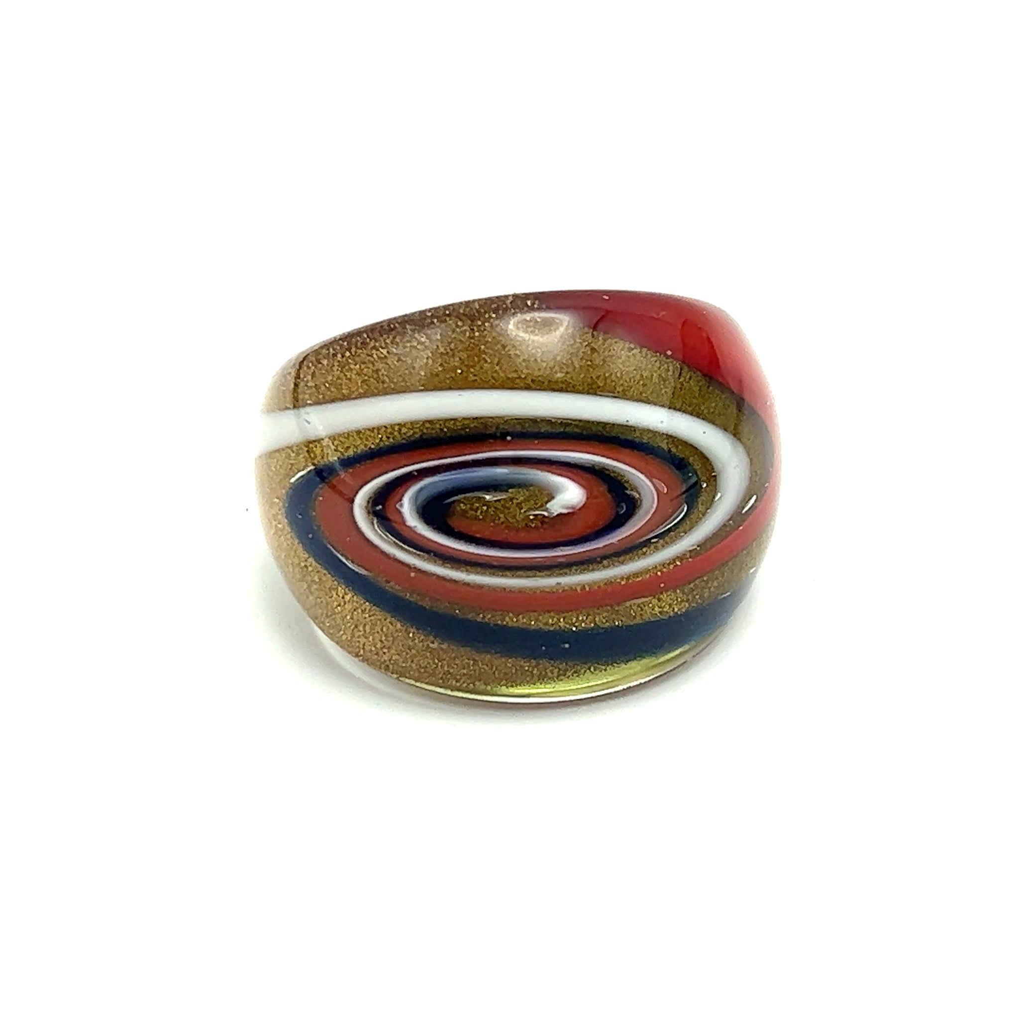 Handmade Glass Acrylic Ring Colourful Golden Galaxy  Infinity Band