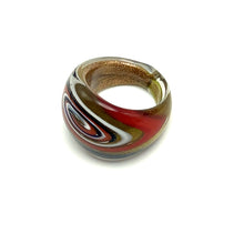 Handmade Glass Acrylic Ring Colourful Golden Galaxy  Infinity Band