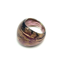 Handmade Glass Acrylic Ring Orchid Radiance Golden Infinity Band