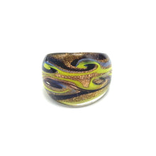 Handmade Glass Acrylic Ring Arabesque Chromatic Golden Infinity Band