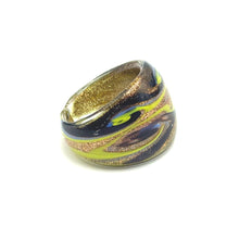 Handmade Glass Acrylic Ring Arabesque Chromatic Golden Infinity Band