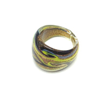 Handmade Glass Acrylic Ring Arabesque Chromatic Golden Infinity Band