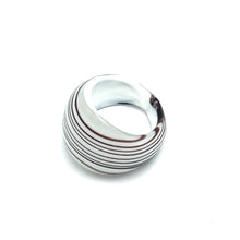 Handmade Glass Acrylic Ring Plum Harmony White Infinity Band