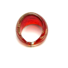 Handmade Glass Acrylic Ring Ember Brilliance Gilded Infinity Band