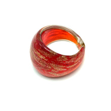 Handmade Glass Acrylic Ring Ember Brilliance Gilded Infinity Band