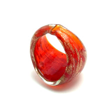 Handmade Glass Acrylic Ring Ember Brilliance Gilded Infinity Band