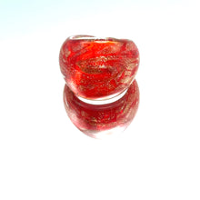 Handmade Glass Acrylic Ring Ember Brilliance Gilded Infinity Band