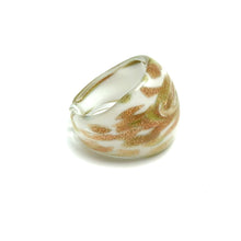 Handmade Glass Acrylic Ring Golden Sparkles White  Infinity Band