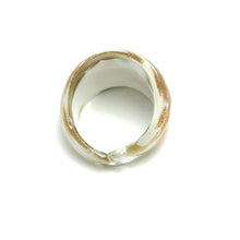 Handmade Glass Acrylic Ring Golden Sparkles White  Infinity Band