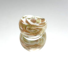 Handmade Glass Acrylic Ring Golden Sparkles White  Infinity Band