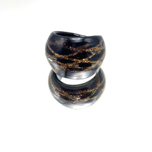 Handmade Glass Acrylic Ring Golden Stripes Black Infinity Band