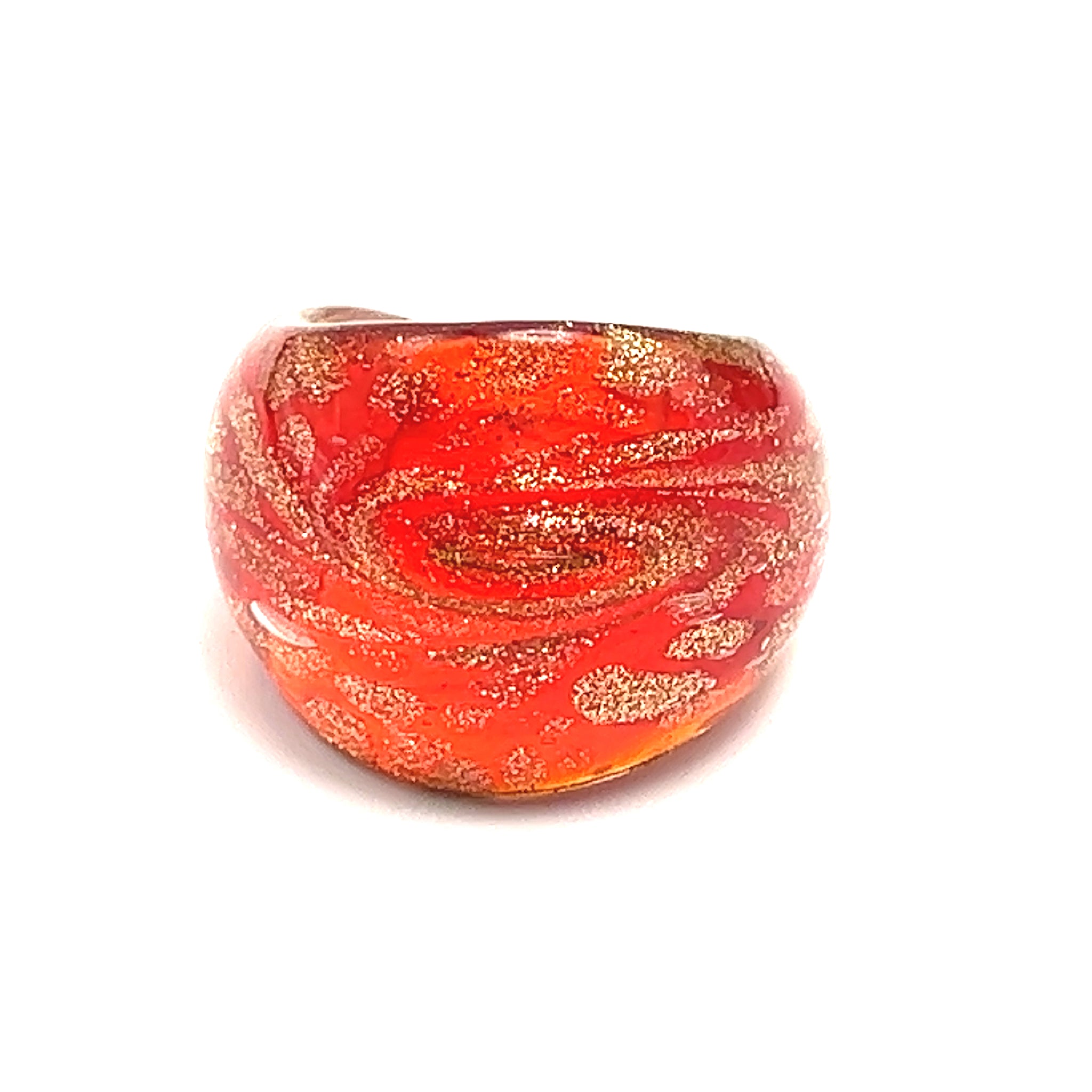 Handmade Glass Acrylic Ring Gilded Brilliance Ember Infinity Band