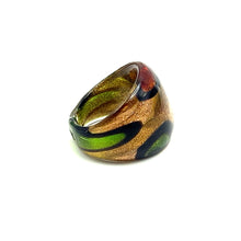 Handmade Glass Acrylic Ring Autumn Citrus Golden Foliage Infinity Band