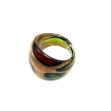 Handmade Glass Acrylic Ring Autumn Citrus Golden Foliage Infinity Band