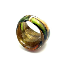 Handmade Glass Acrylic Ring Autumn Citrus Golden Foliage Infinity Band