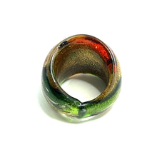 Handmade Glass Acrylic Ring Foliage Golden Autumn Citrus Infinity Band