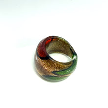 Handmade Glass Acrylic Ring Foliage Golden Autumn Citrus Infinity Band