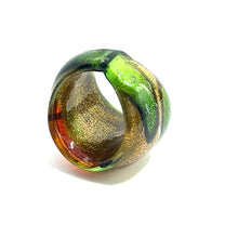 Handmade Glass Acrylic Ring Foliage Golden Autumn Citrus Infinity Band