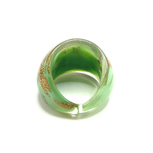 Handmade Glass Acrylic Ring Mint Elegance Sparkled Infinity Band