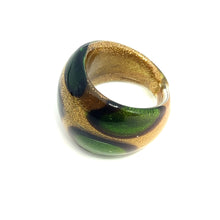 Handmade Glass Acrylic Ring Golden Meadow Blossom Infinity Band