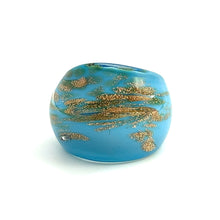 Handmade Glass Acrylic Ring Golden Horizon Azure Infinity Band
