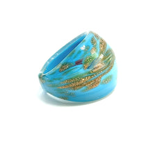 Handmade Glass Acrylic Ring Horizon Azure Golden Infinity Band