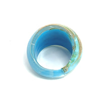 Handmade Glass Acrylic Ring Horizon Azure Golden Infinity Band