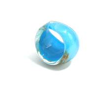 Handmade Glass Acrylic Ring Horizon Azure Golden Infinity Band