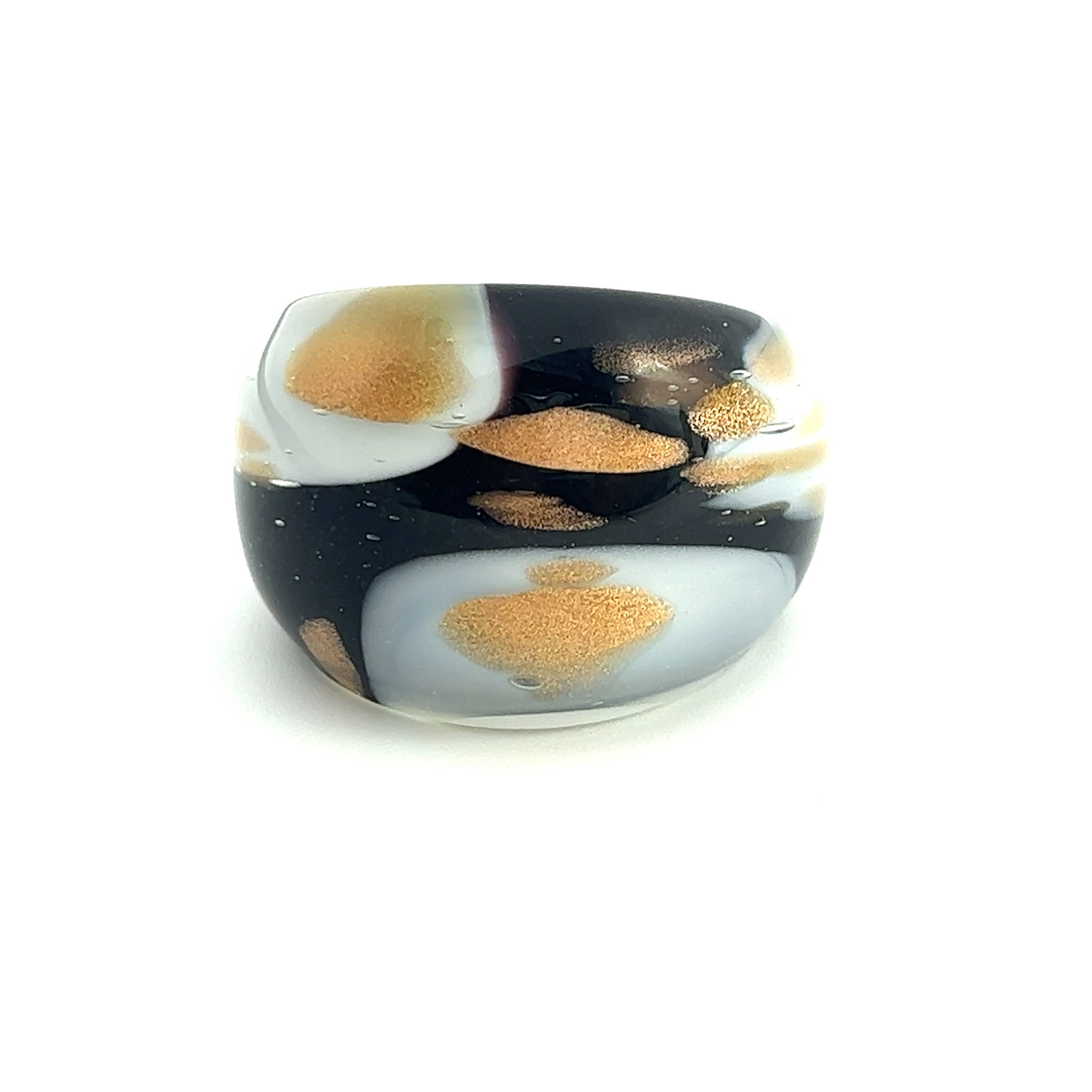 Handmade Glass Acrylic Ring Gilded Monochrome Elegance Infinity Band