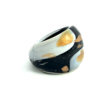 Handmade Glass Acrylic Ring Gilded Monochrome Elegance Infinity Band