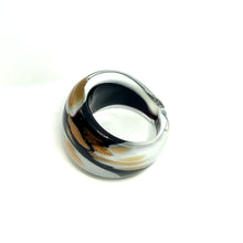 Handmade Glass Acrylic Ring Gilded Monochrome Elegance Infinity Band