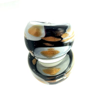 Handmade Glass Acrylic Ring Gilded Monochrome Elegance Infinity Band