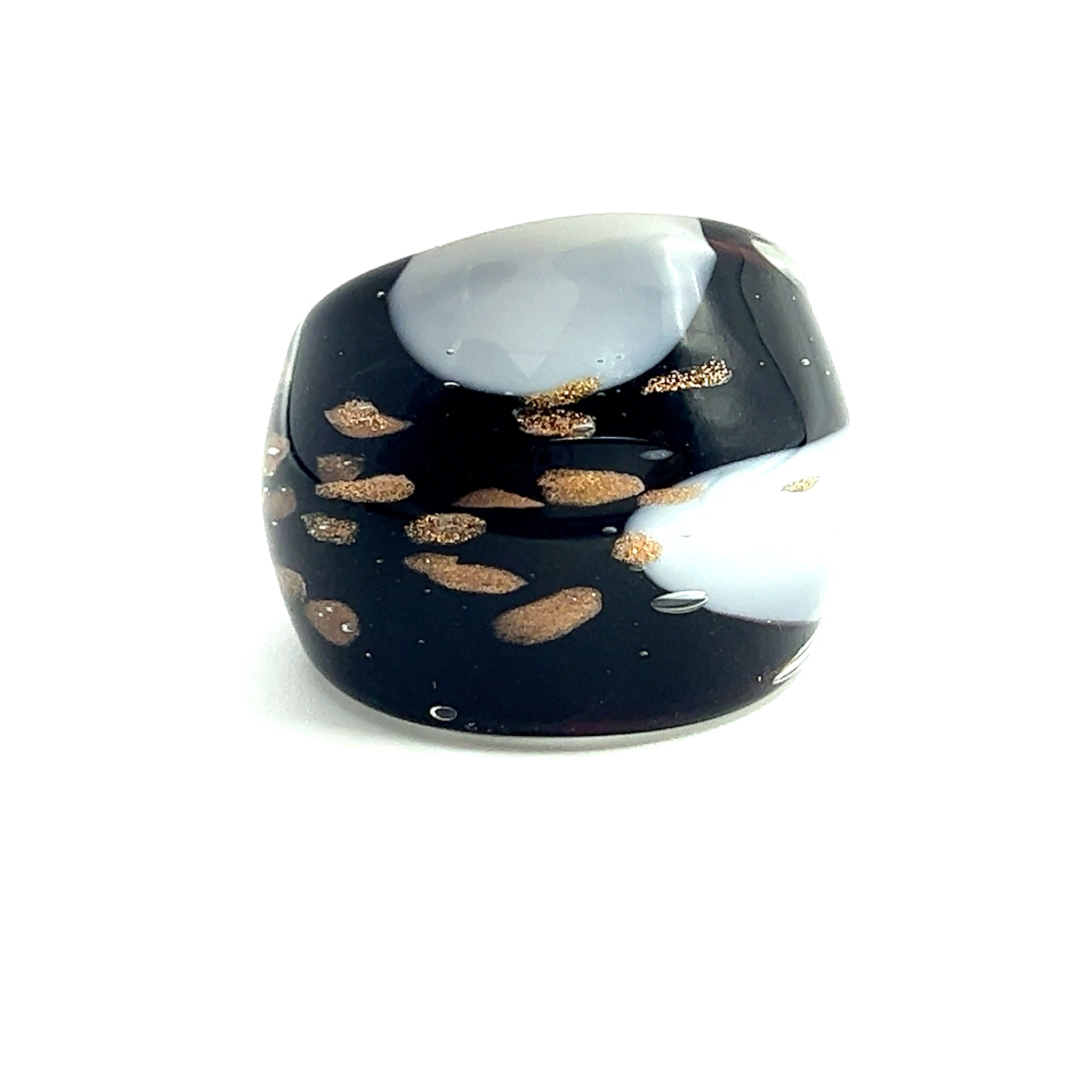 Handmade Glass Acrylic Ring Monochrome Gilded Elegance Infinity Band