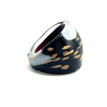 Handmade Glass Acrylic Ring Monochrome Gilded Elegance Infinity Band