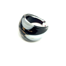 Handmade Glass Acrylic Ring Monochrome Gilded Elegance Infinity Band