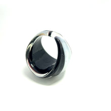 Handmade Glass Acrylic Ring Monochrome Gilded Elegance Infinity Band